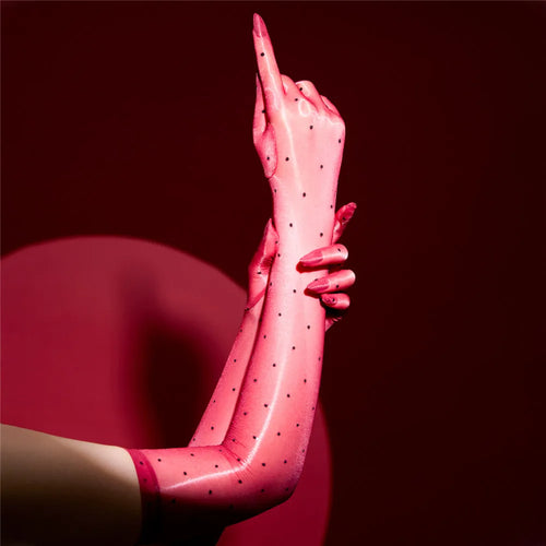 Ultra-Thin 1D Dot Oil Shiny Opera Length Gloves Sheer Glossy Performance Gloves