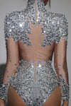 Sparkly Rhinestone & Sequin Stretchy Leotard Stage Performance Costume