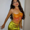Handmade Multilayer Beaded Bra Chain & Vibrant Sunset Chest Harness