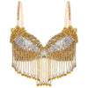 Sparkly Floral Beaded Sequin Belly Dance Bra & Tassel Performance Top