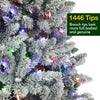 7.5 ft Prelit Snow Flocked Christmas Tree, Artificial Christmas Tree with Pine Cones and Berries, 450 Color Changing LED Lights