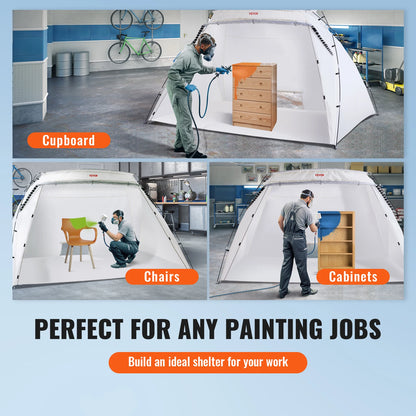 VEVOR Portable Paint Booth Shelter 7.5x5.2x5.2/10x7x6ft Foldable Spray Painting Tent for Furniture Craft Project DIY Hobby Tool