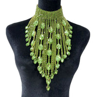 Rhinestone Crystal Long Fringe Tassel Necklace