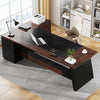 L-Shaped Executive Desk, Large Office Desk with Drawers and Lateral File Cabinet, Business Furniture with Storage Shelves