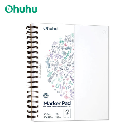 Ohuhu Double Sided Marker Pads Art Sketchbook Bleedproof Spiral Bound Sketching Book for Alcohol Markers Drawing Notebook School