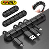 NNBILI 2024 New USB Cable Organizer Self-adhesive Cable Clips Silicone Fixer Wire Management for Home Car Interior Accessories