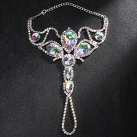 Geometric Rhinestone Finger Bracelet – Elegant Crystal Hand Chain Ring Jewelry for Festivals, Weddings & Clubwear