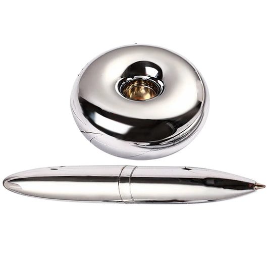 Maglev Ballpoint Pen Writing Chrome Writing Pen Levitating Men Magnetic Base Office Floating Ballpoint Pen Desk Accessory for