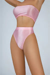 High-Waist Oil Glossy Sheer G-String Thong Satin Smooth Seamless Briefs