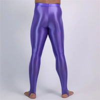 Men's Oil Glossy Sheer High-Stretch Pencil Pants Satin Smooth Leggings