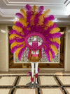 Regal Feathered Backpiece and Rhinestone Costume Set