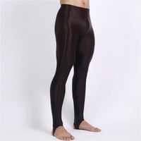 Men's Oil Glossy Sheer High-Stretch Pencil Pants Satin Smooth Leggings