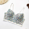 Rhinestone Glitter Bustier Corset Top Hook-and-Eye Nightclub Party Bralette
