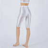 Oil Glossy High-Stretch Knee-Length Shorts Satin Shine Performance Biker Shorts
