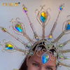 Luxury Peacock Rhinestone Statement Crown – Oversized Crystal Headpiece & Show-Stopping Hair Jewelry for Fashion Shows, Galas & Festivals