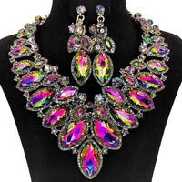 Rhinestone Drop Necklace & Earring Set