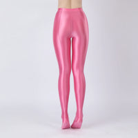Oil Glossy High-Stretch Satin Pencil Pants & Leopard Print Leggings