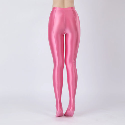Oil Glossy High-Stretch Satin Pencil Pants & Leopard Print Leggings