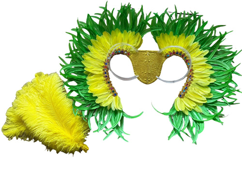 Two-Tone Feather Wing Backpiece Stage Costume Accessory