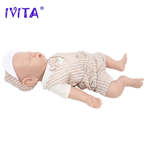 IVITA WB1528 43cm 2508g 100% Full Body Silicone Reborn Baby Doll Realistic Male Baby Toys with Clothes for Children Dolls Gift