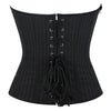 Black Striped Overbust Corset Top Zipper Front Lace-Up Bustier Body Shaper