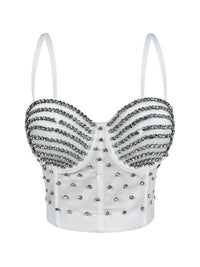 The Stardust Prism Siren – Embroidered Diamond Bustier Corset Crop Top