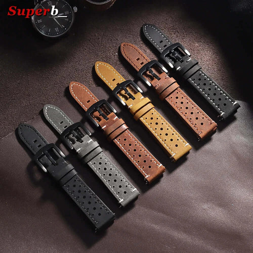 Amazfit Bands Leather Quick Release Watch Band Vintage Brown Cowhide Strap