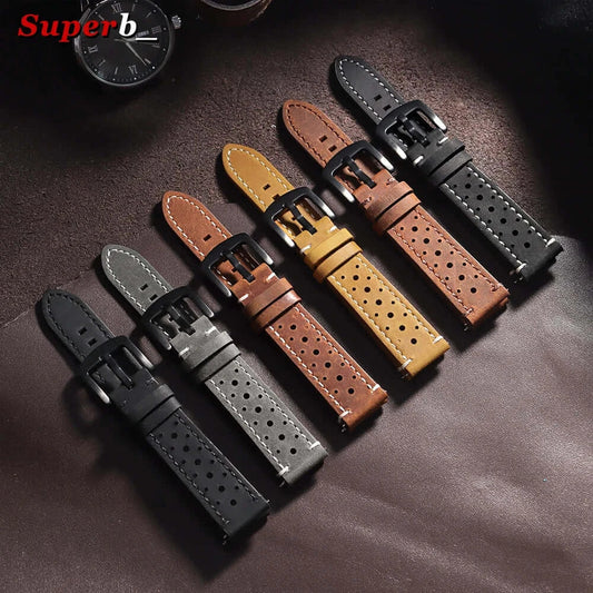 Amazfit Bands Leather Quick Release Watch Band Vintage Brown Cowhide Strap