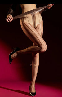 Striped Oil Glossy Sheer High-Waist Shaping Pantyhose Shiny Dance Tights