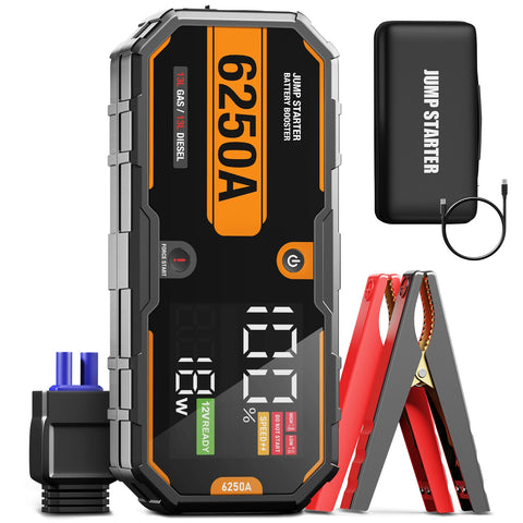 Автомобіль 6000A Портативний 12V Jump Starter Power Bank 12V Auto Battery Charger Booster Пусковий пристрій