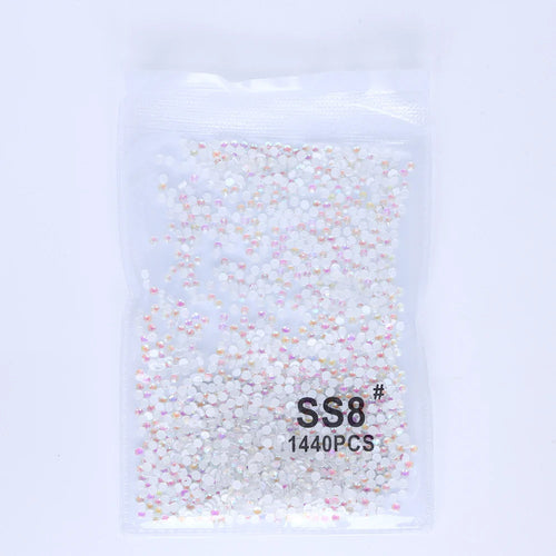 SS6-SS30 Mocha Shimmer White Glass Flatback Non-hotfix Rhinestones
