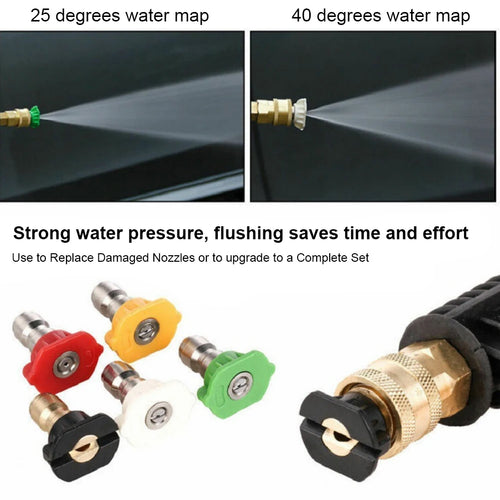 1/4" Car Pressure Washer Accessory Turbo Rotary Nozzle 360° Rotary Turbo 4000 PSI Solid Brass + ABS With 5 Nozzles