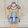 Rhinestone Embellished Performance Bodysuit with Tiered Sequins