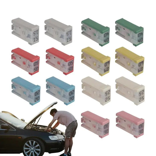 Auto Fuses Assortment Kit 14pcs Portable Slotted Cartridge Fuse For Cars Replacement Fuses Assorted Fuses 15A 20A 25A 30A 40A