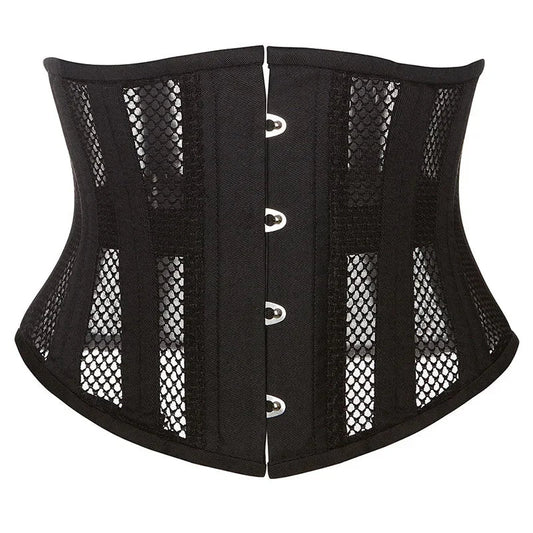 Steel Boned Mesh Short Torso Waspie Corset & Breathable Waist Cincher