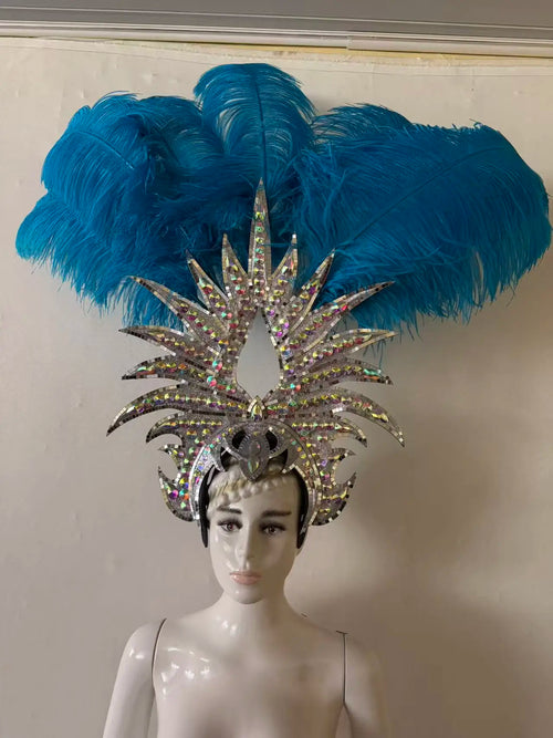 The Stardust Majestic Feather Crown – Carnival & Cabaret Stage Headdress