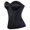 Overbust Corset Bustier Top Built-In Bra Cup Lace-Up Waist Cincher