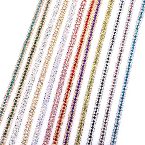 The Stardust Triple Crown – 3-Row Glass Crystal Rhinestone Cup Chain Trim