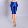 Women's Oil Glossy Sheer High-Waist Shaping Shorts Satin Smooth Leggings