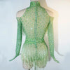 Rhinestone Tassel Mesh Performance Bodysuit