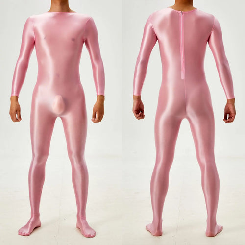 Candy Color Oil Glossy Full-Body Shaping Bodysuit Satin Smooth Leotard