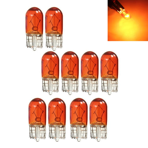 10pcs Car T10 Halogen Bulbs - 3W 194 158 Wedges 12V White Auto Lamp Set