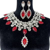 Rhinestone Water Drop Pendant Necklace & Earring Set