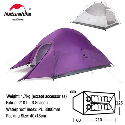 Naturehike Cloud Up 2 Tent Ultralight 20D 210T Outdoor Camping Hiking Cycling Travel Tents With Footprint