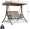 3 Seat Deluxe Outdoor Patio Porch Swing with Weather Resistant Steel Frame Adjustable Tilt Canopy Beige Easy to Assemble