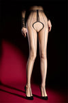 6D 912-Pin Heart Hollow-Out Sheer Oil Glossy Shaping Pantyhose Shiny Tights