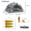 Desert Fox Family Camping Tent 3 Person Outdoor Automatic Tents Instant Set-up Pop-up 2/3 Ways Use Tent for Beach Hiking Travel