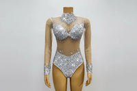 Rhinestone Encrusted Mesh Performance Bodysuit