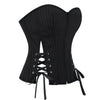 Black Striped Overbust Corset Top Zipper Front Lace-Up Bustier Body Shaper