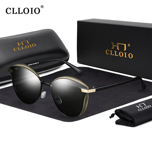 Модні поляризовані сонцезахисні окуляри CLLOIO Women Cat Eye Driving Shades Luxury Classic Round Ladies Sun Glasses Lunette De Soleil Femme